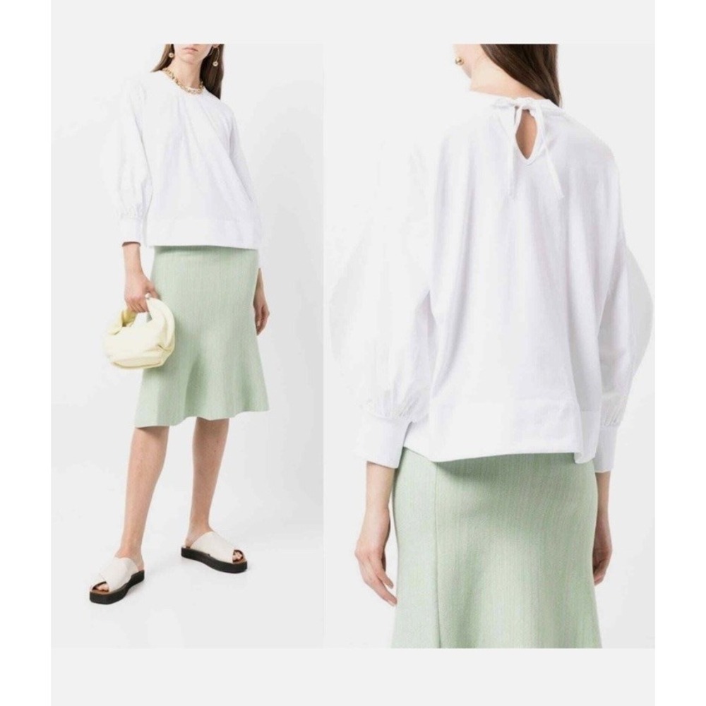 Victoria Beckham balloon puff sleeve blouse Top White Long Sleeve Luxury Size M